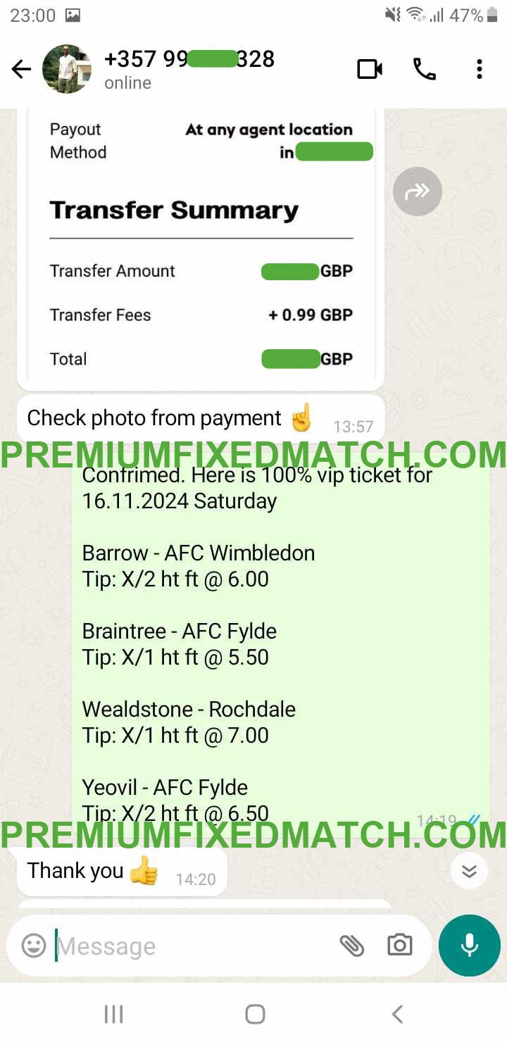 Correct Score Fixed Matches